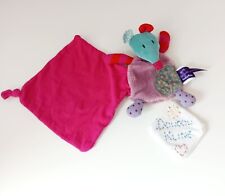 Doudou Plat/Mouchoir Souris Rose Mauve Bleu Pois Les Jolis Pas Beaux Moulin Roty