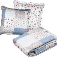 Couvre Lit Boutis AGNES 1m80 x 2m40 + 1 taie d'oreiller + 1 sac en tissu - MCTIS