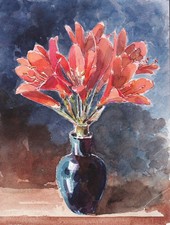 Vase Bouquet De Fleurs Aquarelle Dessin 1900
