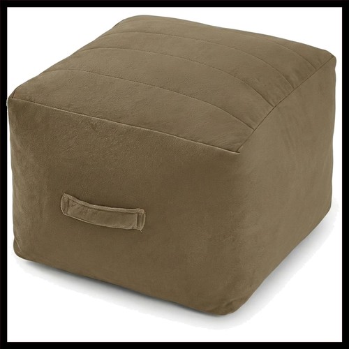 Light coffee square pouf - coffee,