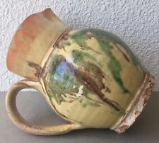 ANCIEN PICHET TERRE CUITE VERNISSEE-XIXéme.Auvergne,Savoie.….ART POPULAIRE