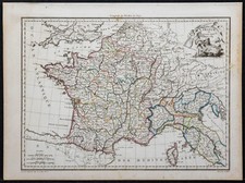 1812 - France et Italie en 1789 - Carte géographique ancienne - Lapie