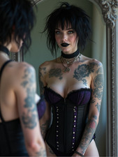 Photo 15×20 – Portrait gothique miroir – corset noir et violet