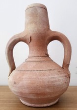 Vase en terre cuite à double hanse vintage type rustique ou reproduction antique