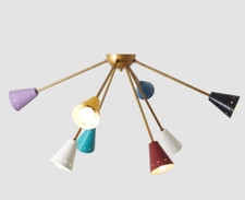 Lustre Sputnik En Laiton À 8 Lumières Fait Main