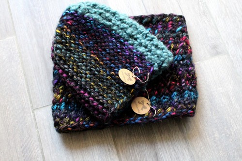 Bonnet snood noir - et, vert