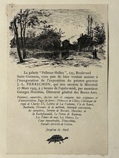 J L Perrichon  Gravure Eau Forte Invitation Exposition Galerie Pelletan Helleu