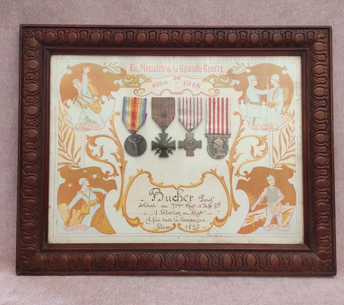 Cadre bois souvenir guerre - en,