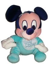 Peluche doudou Baby Mickey bleu assis 28 cm Disney Nicotoy