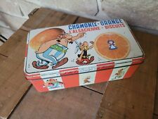 BOITE VINTAGE CHAMONIX ORANGE BISCUITS L ALSACIENNE ASTERIX OBELIX DARGAUD 67