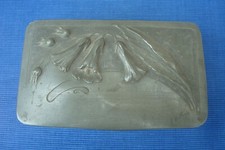 V47 Boite Etain Bois Art Nouveau André Villien Français Paris Fleur Coffret