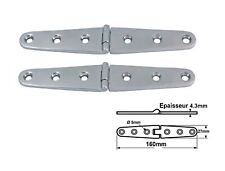 Charnière inox 160x27mm épaisseur 4,3mm en inox A4 ( Lot de 2 )