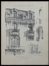 PARIS, 4 AVENUE D'IENA - PLANCHE ARCHITECTURE 1905 - SCHOELLKOPF, ART NOUVEAU