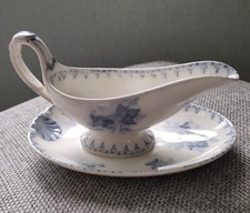 SAUCIERE ANCIENNE - DECOR FLORE FAIENCE DE SARREGUEMINES