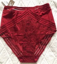 Culotte Haute Rouge Foncé Details Effet Dentelé HUIT XS