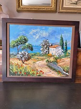 Huile sur toile , "Le Brusc en Provence" de Vincent Rallo , coté chez AKOUN.