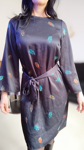 Robe droite satinée bleu