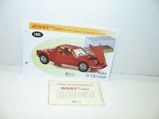 1 fiche + certif. DINKY TOYS ATLAS repro ref 1403 Matra M530 coupé
