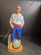 Santon crèche de Provence, Pêcheur à la ligne, 14 cm BE