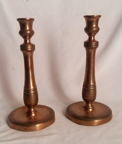 Paire bougeoirs anciens cuivre - anciens,
