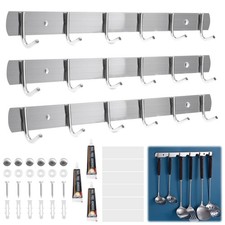 3 Pièces Porte Manteau Mural Noir en Acier Inoxydable 31cm Étanche avec 6 Cro...