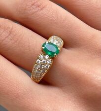 Bague en Or Jaune 18 K / Emeraude ovale + Diamants / Réf MP2522