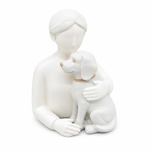 Figurine personne chien blanc - figurine,
