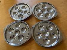 Lot de 4 plats à escagots inox, assiette avec 6 trous  Ø 16,5 CM