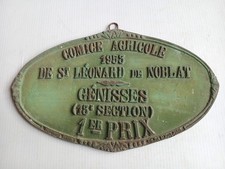 Plaque ancienne concours agricole GENISSE 1er prix 1953