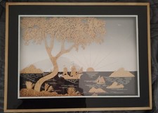 Tableau sculpture en liège vintage 