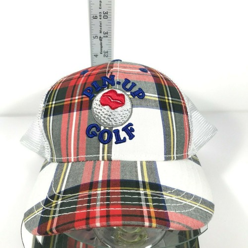 Pin golf hat plaid white - pin-up,