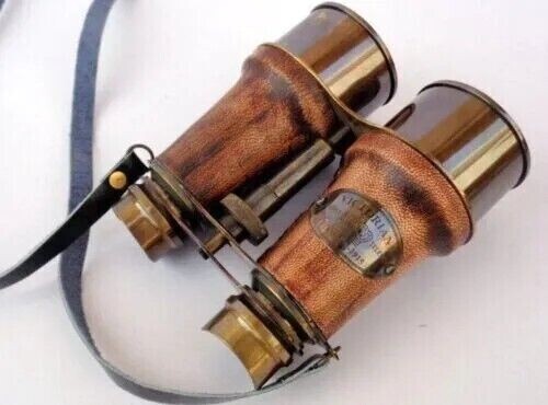 Ancien télescope cuir laiton