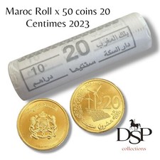 ✅ MAROC Rouleau de 50 pièces x 20 centimes 2023, UNC, NEW NEW