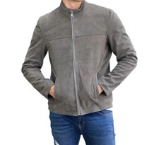 Veste en cuir homme gris 100 %