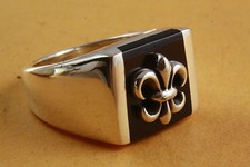 Fleur-de-Lys Royal Massif Lis Anneau Bague en Argent 925 Argent/153