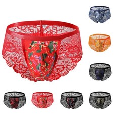 Boxer slip culotte homme Sissy lingerie bugle pochette sous vêtement dentelle
