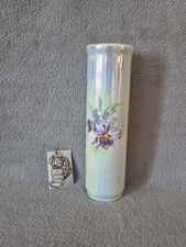 Vase / soliflore en porcelaine nacré décor floral