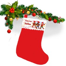 Botte de noël chaussette lutins de noël haut 39 cm personnalisée prénom réf 17