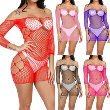 Pyjamas De Nuit Robe Nuisette Lingerie Résille Extensible Sexy Chemise /