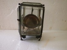 Porte-montre coffret boîte laiton - Verres épais biseautés - Tissus - NIII - 19e