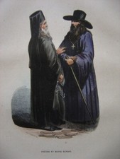 Belle gravure Prêtre et Moine