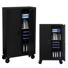 AREBOS Armoire de bureau 155x90x40 cm, 2 portes, 3 étagères réglables, serrure