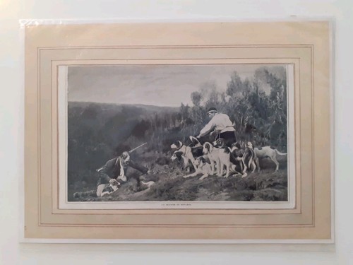 Gravure ancienne chasse - chasse, au