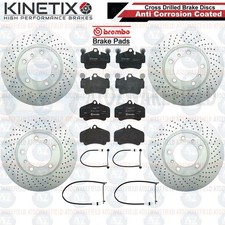 Pour Porsche 911 3.8 Carrera 4S 4 Avant Arrière - Foré Frein Disques Brembo Pads