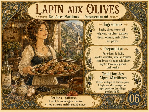 Affiche recette lapin aux - affiche,