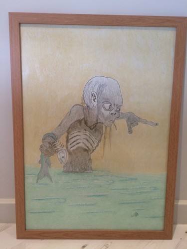 Pastel gollum encadré - pastel, de