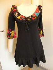 ROBE/TUNIQUE FLAMENCO TAILLE38/40, LYCRA NOIR AVEC VOLANTS COLORÉS, ÉTAT PARFAIT