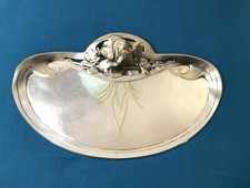 coupelle / plateau / vide poche CHRISTOFLE métal argenté ART NOUVEAU 29 x 18 cm