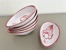 LOT DE 6 COUPELLES A AVOCAT EN CERAMIQUE DECOR FLEUR ROSE NAIVE