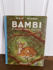 ANCIEN LIVRE BAMBI WALT DISNEY HACHETTE 1951 illustré couleur et noir et blanc